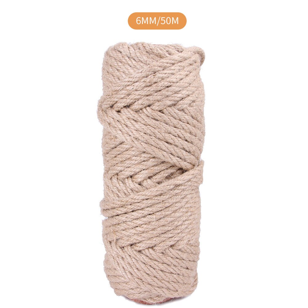 6mm Natural Sisal Rope For Cat Climbing Frame DIY Handmade Jute Rope Lighting Rope Binding Hemp Rope Climbing Frame: 6mm 50m