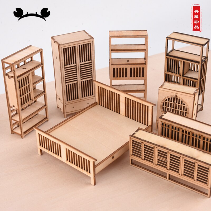 1PC 1:25 In Miniatura Mobili In Stile Cinese Set di Modello di Edificio In Miniatura In Legno di Colore Mobili Sedia Scaffale Per Bambini Casa Delle Bambole Giocattolo