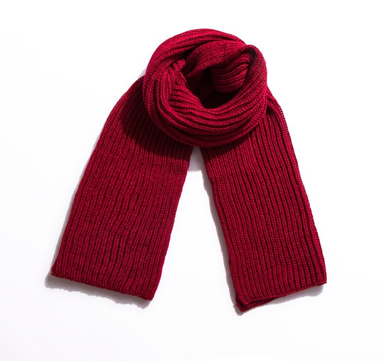 Sparsil kvinder efterår & vinter strikkede tørklæder ensfarvet afslappet lange sjaler par blød varm tyk tørklæde kvindelig wrap hals-bandana: Rødvin