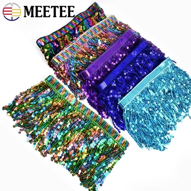 2/5/9 Meter 16 cm Perlen Fransenbesatz Pailletten Nähen Quaste bestickte Fransen Spitzenband Latein Kleid Kleidungsstück Besatzzubehör