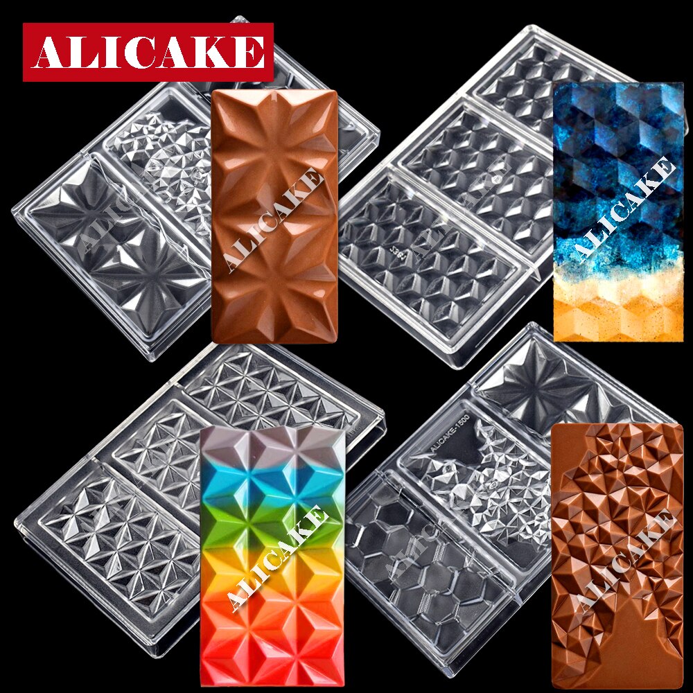 3D Polycarbonate Chocolate Molds for Chocolates Bar Mold Baking Pastry Confectionery Tools Cake Candy Bonbon Moulds Form Tray