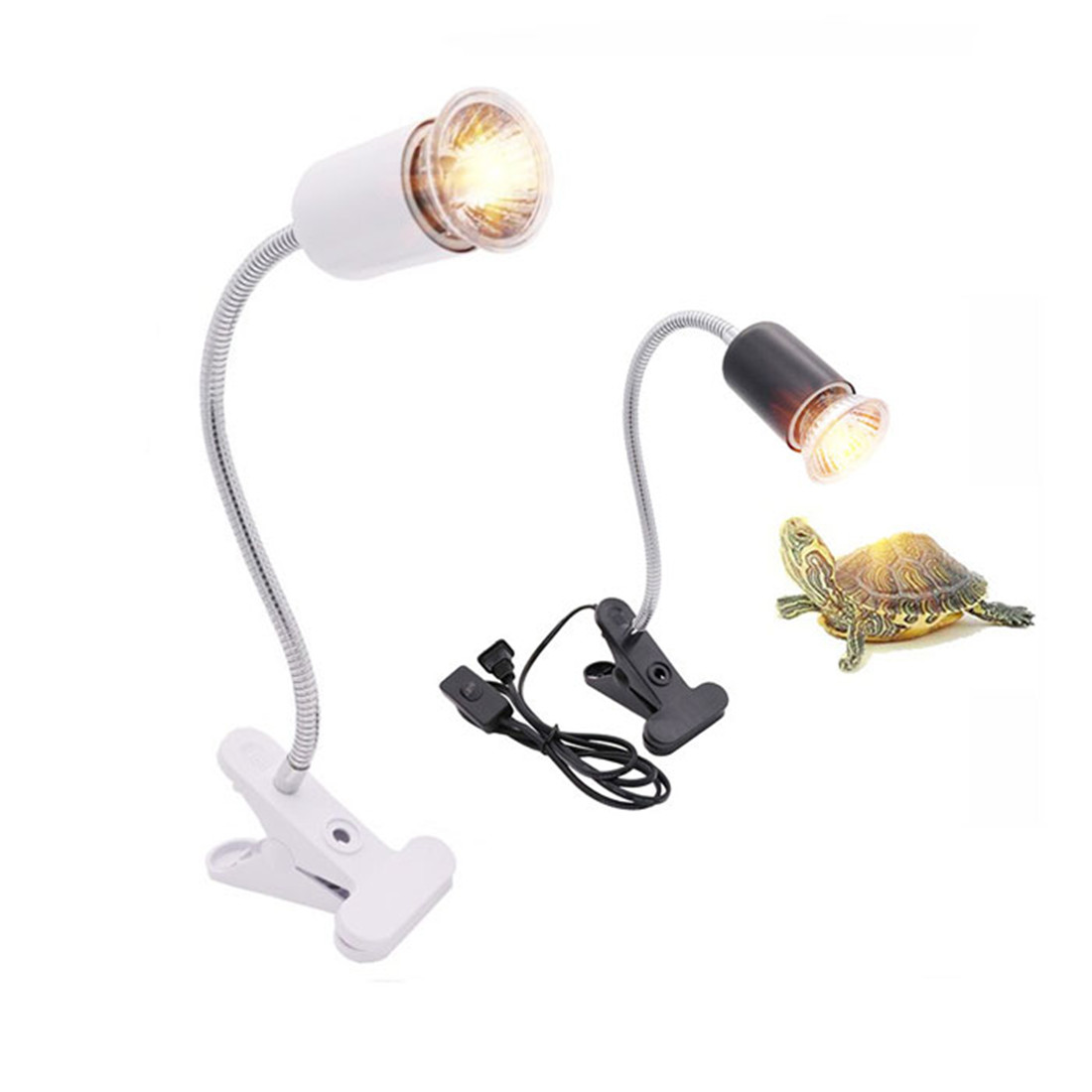 50W Halogen Birne Enthalten Reptil Wärme Lampe Einstellbare Schwanenhals Aquarium Tank Heizung Lampen für Schildkröte Eidechse Schlange Terrarium