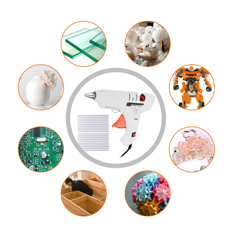 100W Melt Lijmpistool Eu Plug Met 11Mm Lijmstift Temperatuurregeling Industriële Thuis Craft Diy Lijm warmte Gun Repair Tool