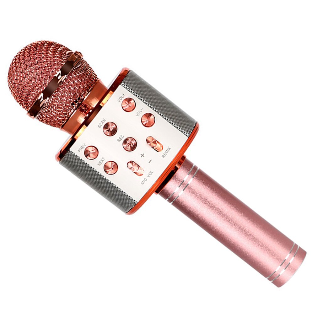 Bluetooth Karaoke Microphone Wireless Microphone Professiona Speaker Handheld Microfone Player Singing Recorder Mic: Rose Red