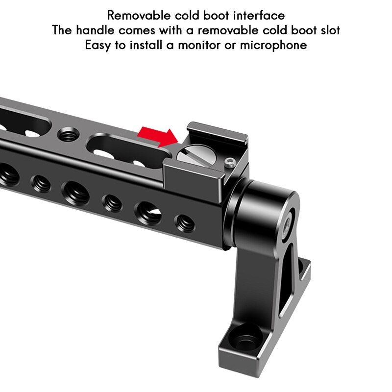 Impugnatura della maniglia della fotocamera con fori filettati da 1/4 pollici da 3/8 pollici Monitor universale di espansione della scarpa fredda microfono luce a LED