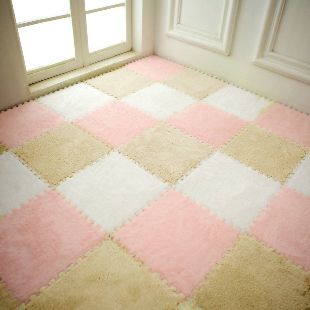 Tapis Puzzle en mousse pour enfants 25x25cm, en velours épais EVA, 7 couleurs pour sol bébé, pour salon,