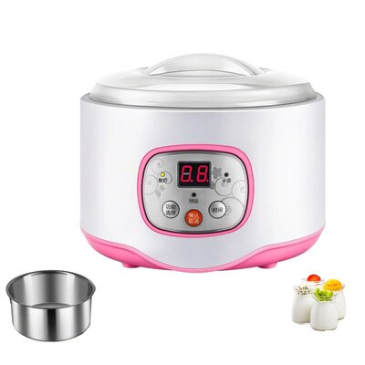 DMWD Multifunctional Electric Yogurt Maker Timing Natto Rice Wine Machine Automatic Yoghurt Fermenter With 4 Leben Glass Cups EU: Pink with 4 cup