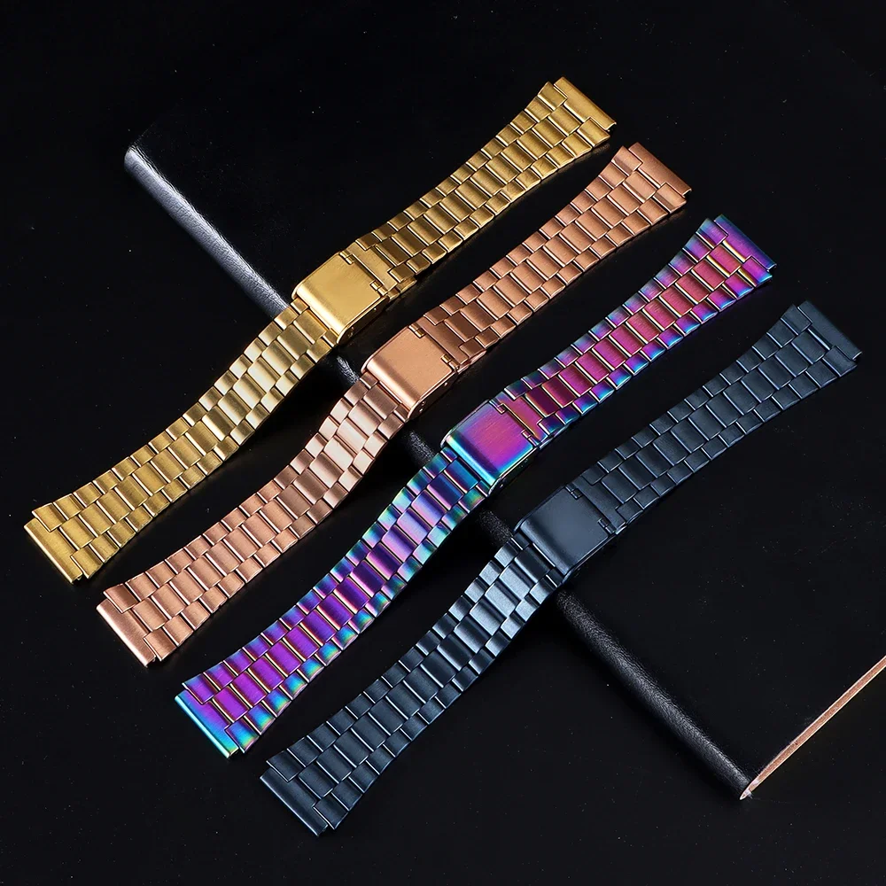 Correa de reloj de acero inoxidable para Casio SGW400 F91W F84 F105/108/A158/168 AE1200/1300, correa de reloj de Metal Vintage, pulsera para hombres y mujeres
