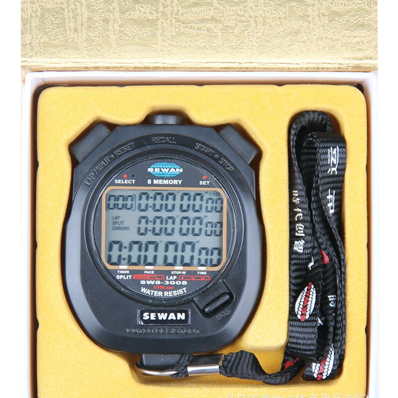 8 memory Electronic Stop watch Digital timer stopwatch Sports gym Metal interval timer referee chronograph