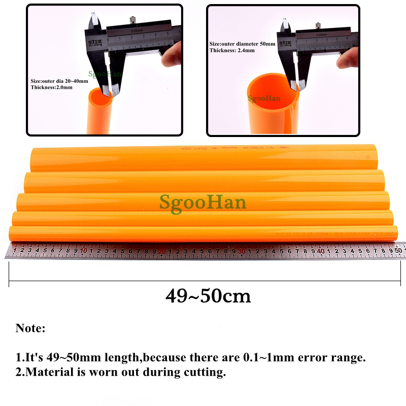 2 stks Oranje OD 20 ~ 50mm PVC Pijp Aquarium Aquarium Buis Huis Tuin DIY Irrigatiesysteem Watering fittingen 49 ~ 50 cm Lange