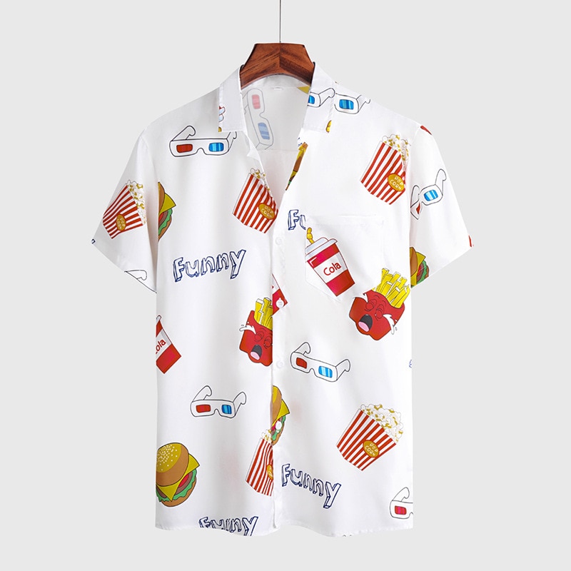 Camicia in lino casual cotone camicetta corta stampa Huaihui etnica uomo camicia uomo camicia uomo fiori, multicolore, L