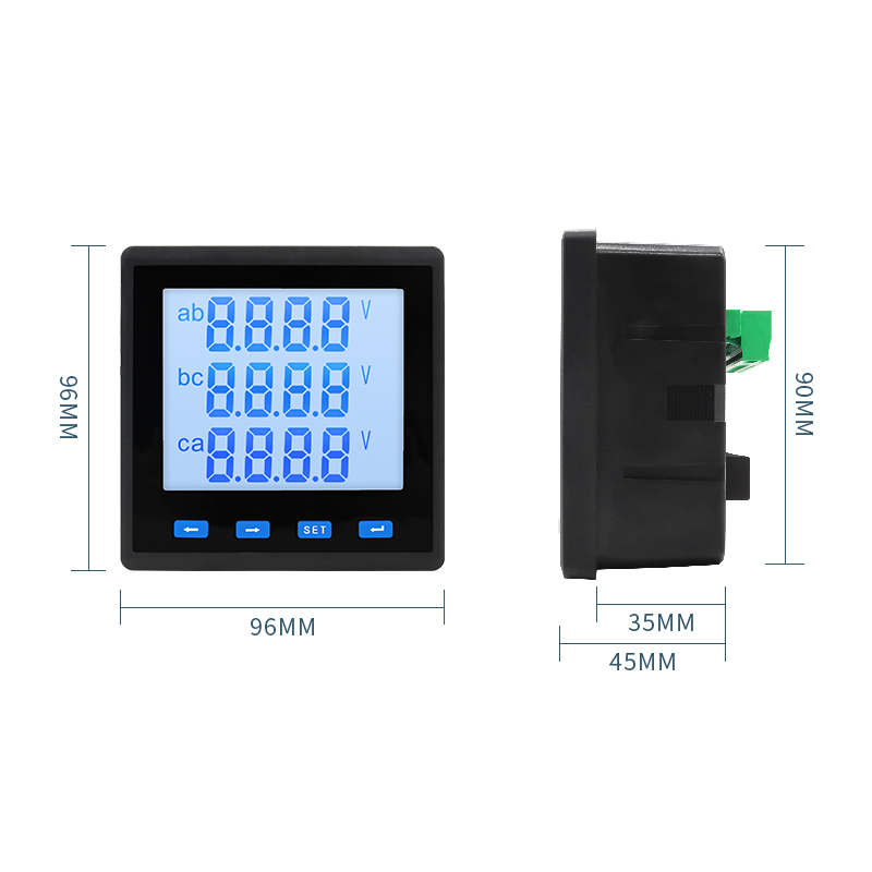 RS485 400V 3 Fase Multifunctionele Digitale Lcd Display Voltmeter Amperemeter Watt Power Energy Frequentie Meter Met Ct