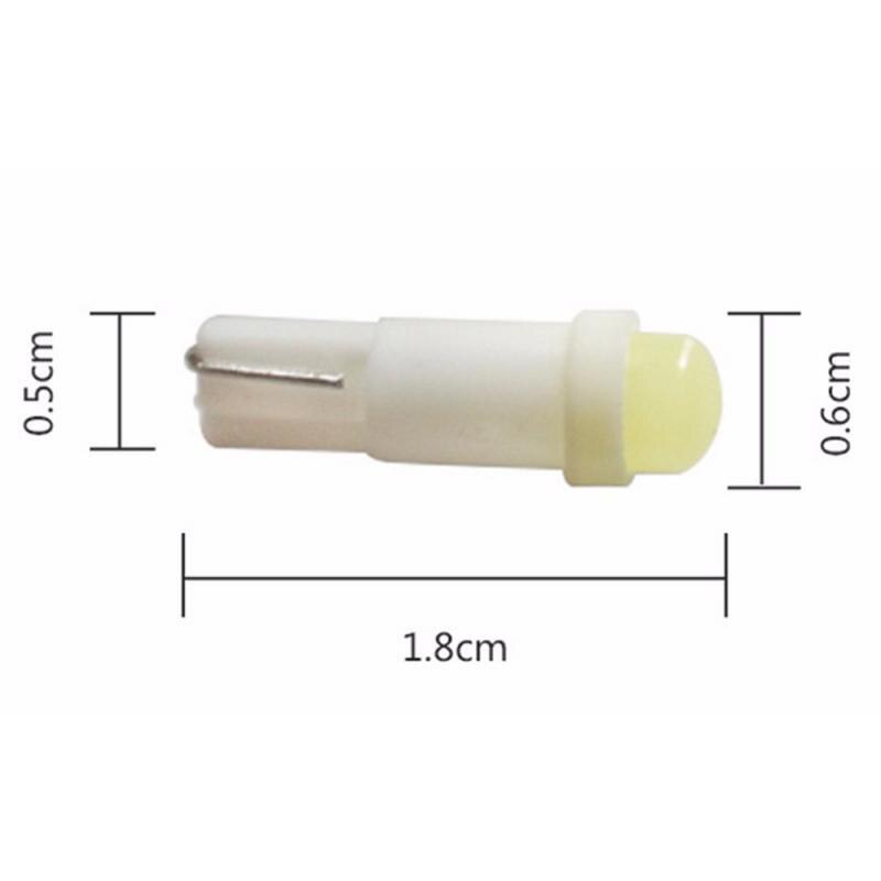 10Pcs Dc 12V Auto Led Lamp T5 1SMD Auto Cob Led Instrument Licht Indicator Lamp Led Auto Lamp helderheid 3000-4000MCD