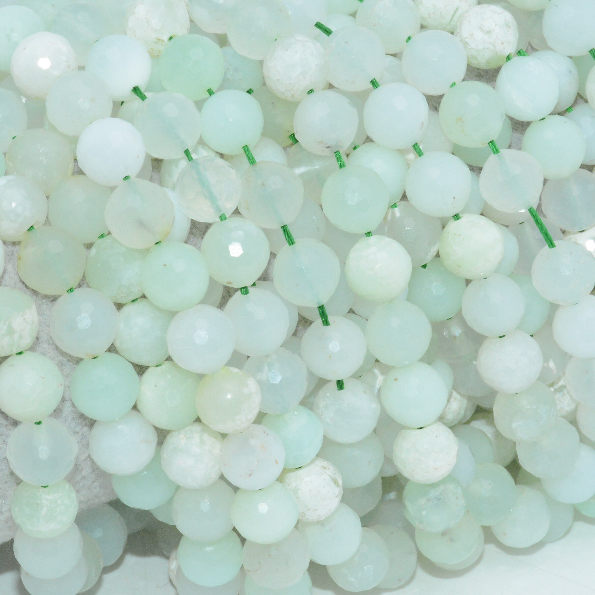 Natural Prase Opal Faceted Round Beads 8.8mm-9mm, Simple