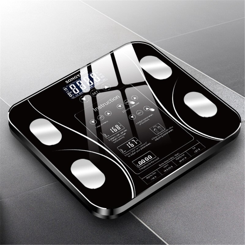 Electronic Weighing Scale USB Charging Sakura Smart Household Weighing Scale Fat Scale LED Digital English Function Screen Home