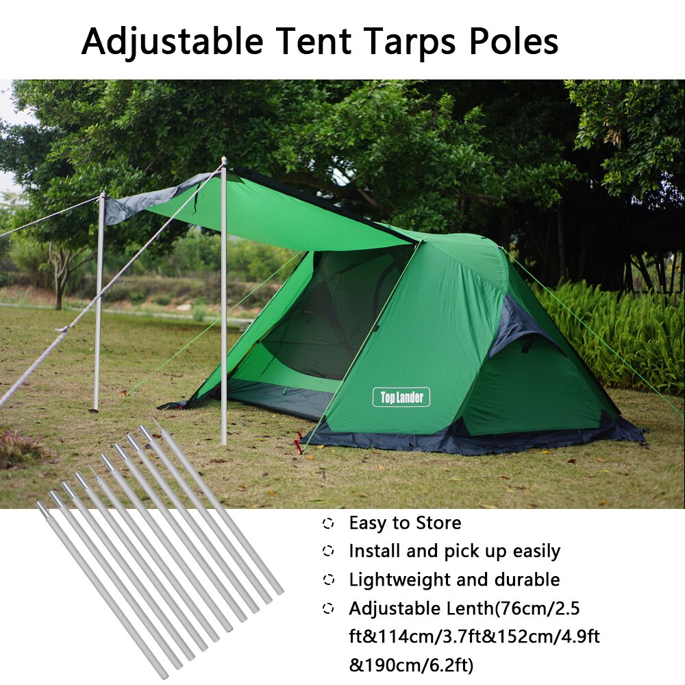 Justerbar aluminium fortelt stang presenning stang med opbevaringstaske ultralette kompakte støttestænger til camping shelter presenning baldakin