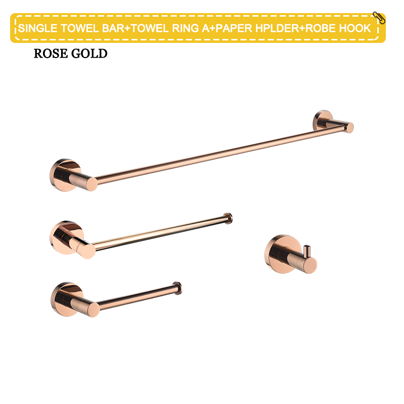 Rose Gold Wall Mounted Bathrobe Hook Paper Towel Holder Towel Ring Towel Rack Cup Holder Toilet Brush Bathroom Accessories