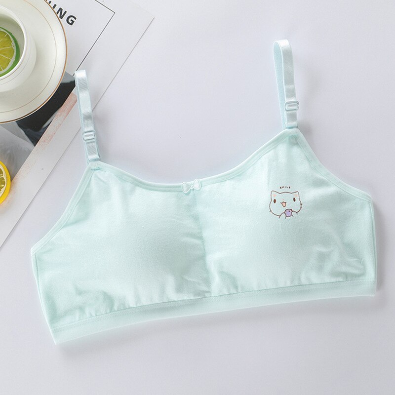 Girls Bra Breathable Teenager Bras for Kids Adolescente Cartoon Bow Bra Solid Color Teen Vest Girls Tube Tops Underwear 8-16Y