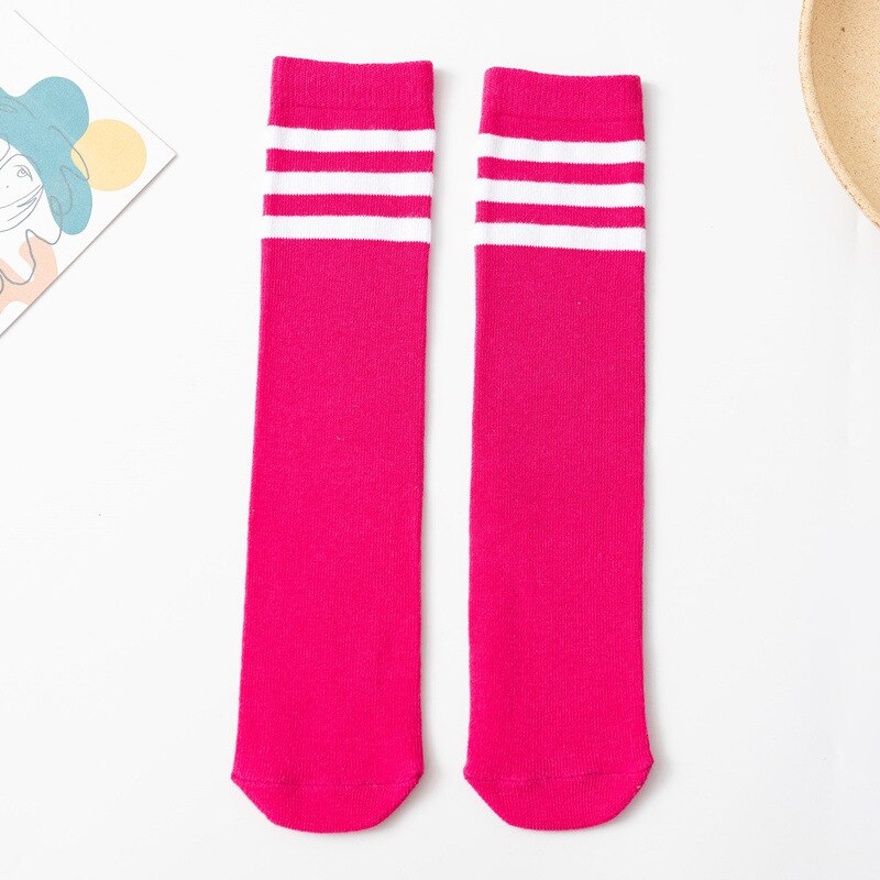 2-10 anni calzini per bambini calzini per bambini spogliati vestiti per la scuola bambini ragazzi bambini calzini per ragazze ginocchio alto lungo morbido cotone: Rose Stripe Socks