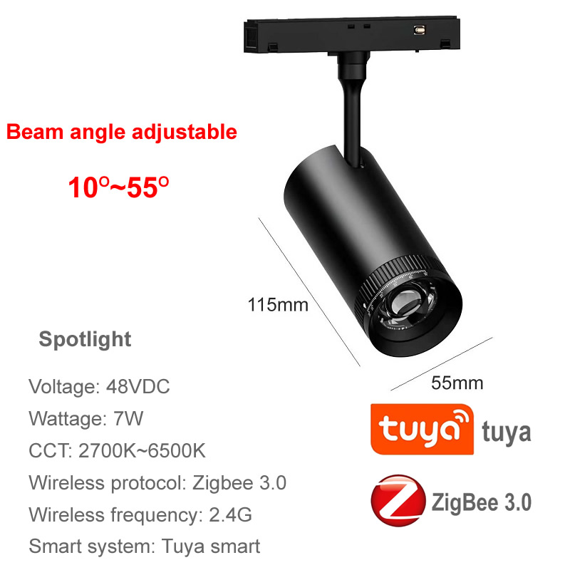 Zigbee Tuya sprytny Dimmable magnetyczny tor światła Zigbee2mqtt 48V Alexa asystent głos zdalny kontrola linia lampa miejsce doprowadziło szyna: BIAŁY