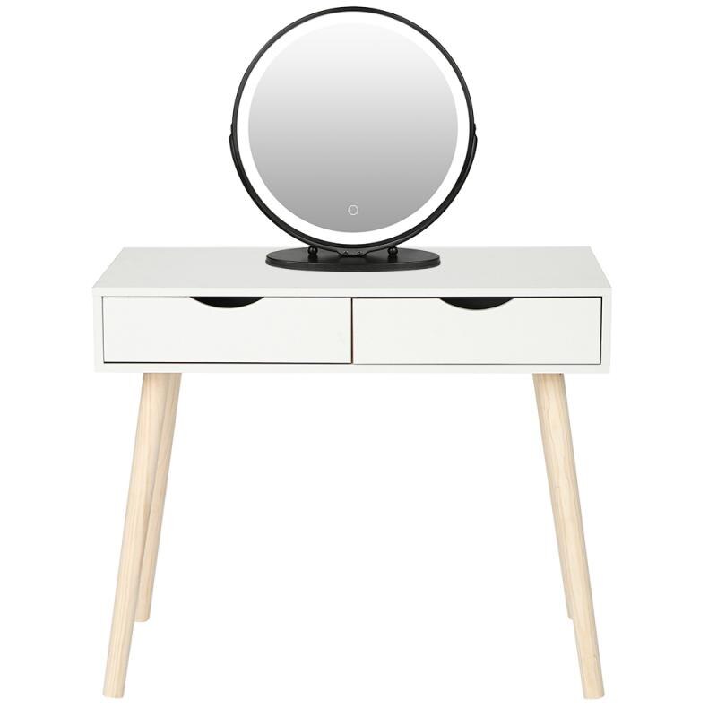 Round Dressing Table Dressing Mirror Bedroom Storage Cabinet Dressing Table Simple Dressing Table Storage Cabinet LED Glow HWC