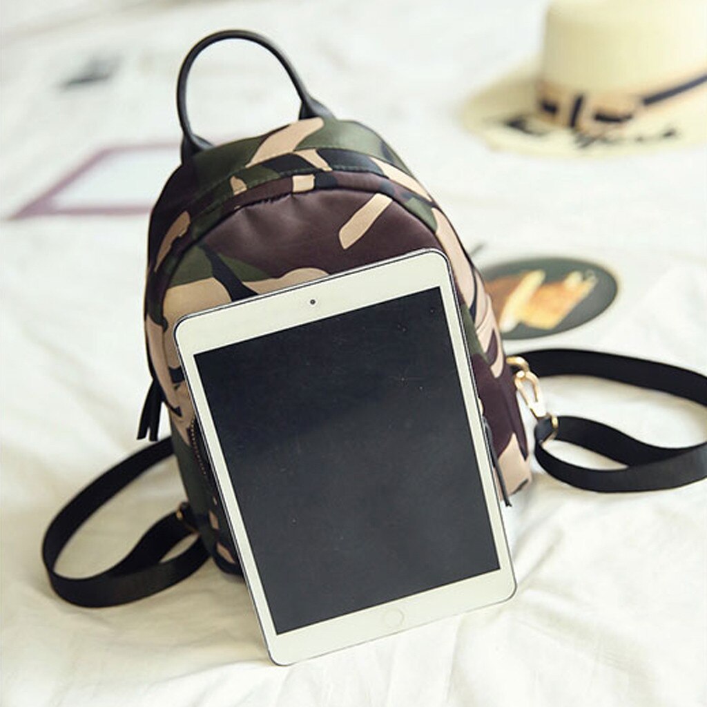 Camouflage bag Unisex Leather Backpack Laptop Retro Travel School Rucksack Bag Leather Backpack mochila feminina #j4s