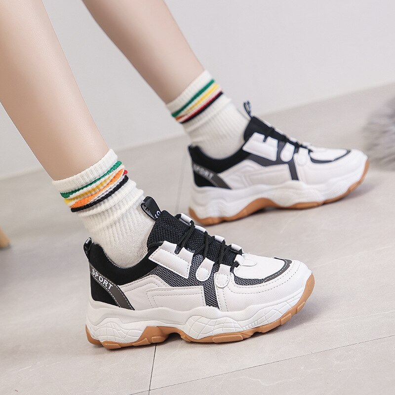 Women Sneakers Platform Breathable Lace Up Spring Autumn Leather Plush Warm Fur Vulcanized Shoes Running Shoes Women Winter