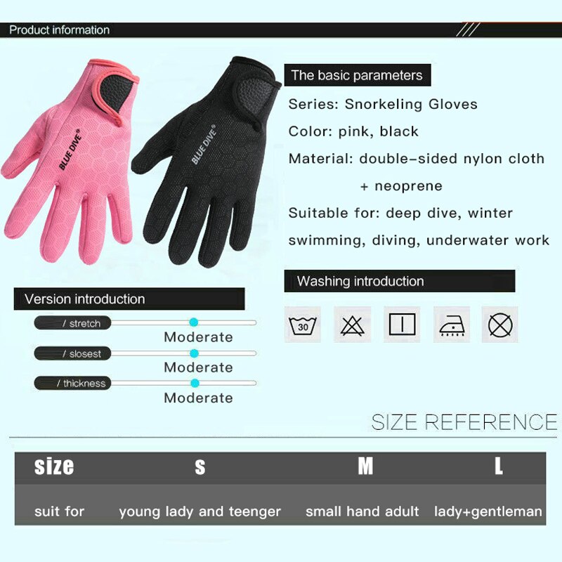 1.5mm neopren anti-ridse scuba diving svømmehandsker med nylon tape til vinter varm svømning dykning surfing snorkling