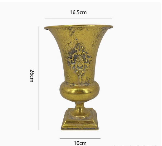 Jarrón de copa de hierro Retro europeo, decoración del hogar, sala de estar, arreglo de figuritas de flores, artesanías, adornos de maceta de Metal para Hotel: green