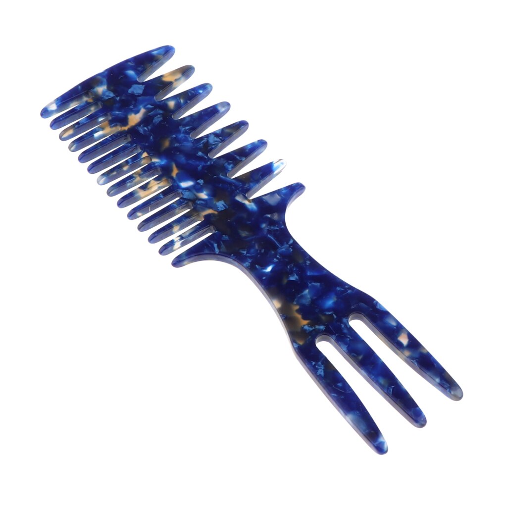 Pente largo do elevador da picareta do cabelo de detangling do dente, pente do estilo do cabeleireiro de 3 lados para levantar, alisar e cortar o cabelo e perucas: Azul