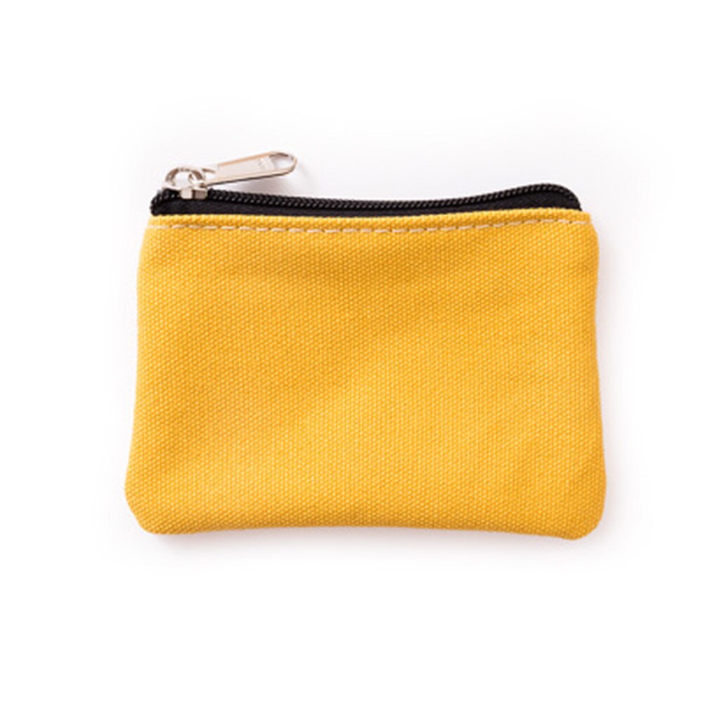 Small Canvas Zipper Pouches Cotton Cosmetic Bags Makeup Bags Cotton Canvas Coin Purse: yellow