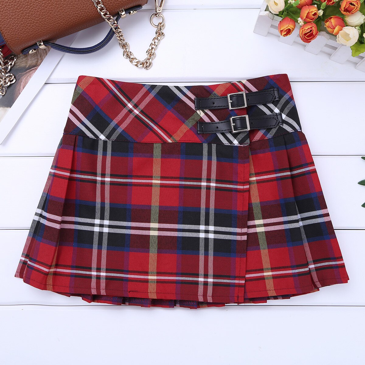 Kids Vintage Geplooide Rok Voor Meisje Plaid Katoen Rokken School Kleding Lente Herfst Tiener Meisje Rok Kinderen Kleding 4-14Y