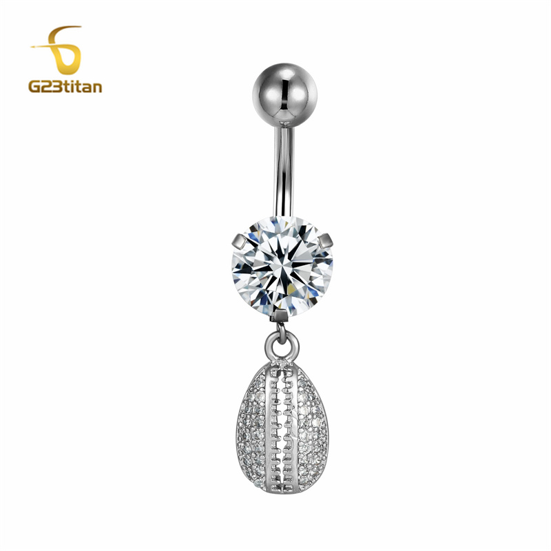 Anillo de botón de titanio hipoalergénico Chapado en plata para mujer, pendiente de ombligo, joyería para Piercing, 16G, 10mm, F136 piercing ombligo blanco pendientes de ombligo: COLOR ORO ROSADO