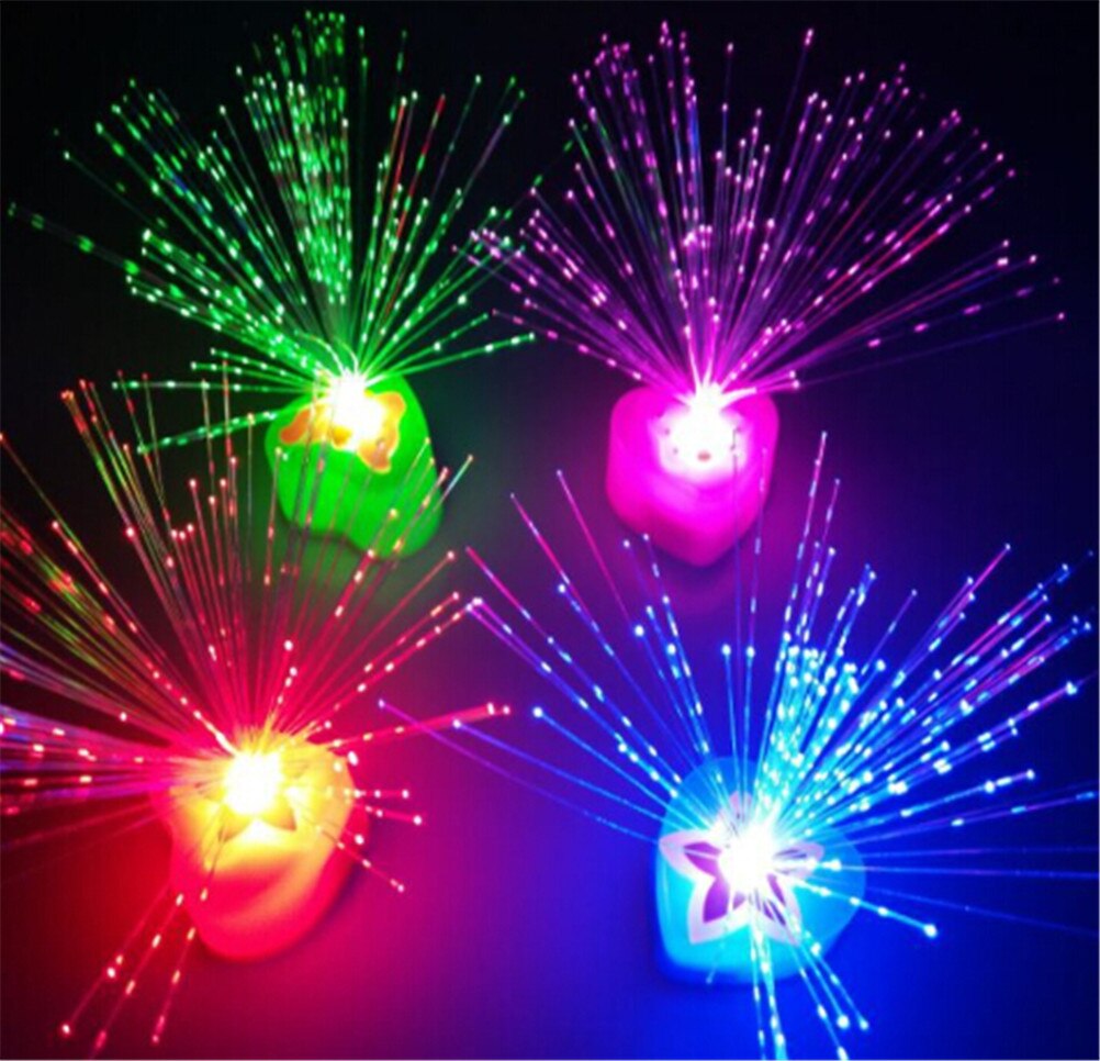 1Pc Christmas Party Decor Romantic Color Changing LED Fiber Optic Night Light-Up Toy Lamp Battery Powered Small Light