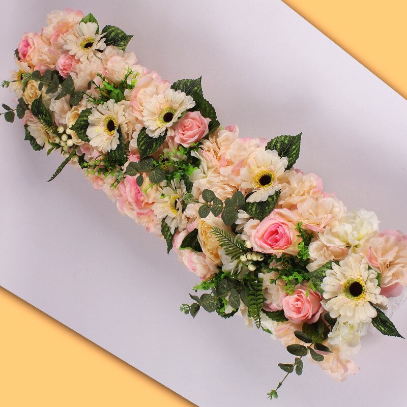 100cm gør-det-selv bryllup blomstervæg kunstig blomst række silke pæon rose scene arrangement dekoration bryllup jern bue baggrund: Slik lyserød