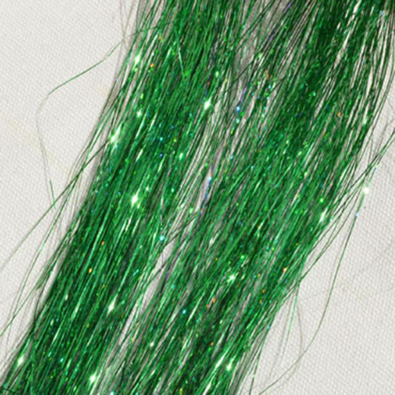 Glitrende hår tinsel bling hårdekorasjon for syntetisk hårforlengelse glitter highlight rainbow hair stripe 80cm falsk hårfeste: Grønn