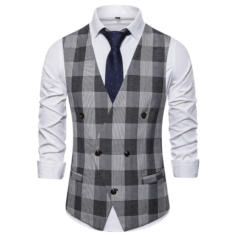 Formell affärskostymväst herr slim fit dubbelknäppt kostymväst homme vit herrbröllopssmoking gilet homme