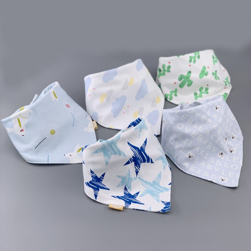 Bandand-bavoirs en coton, ensemble de bavettes en coton, en Triangle, Double couche, 5 pièces/paquet, d'anniversaire pour bébé: 40