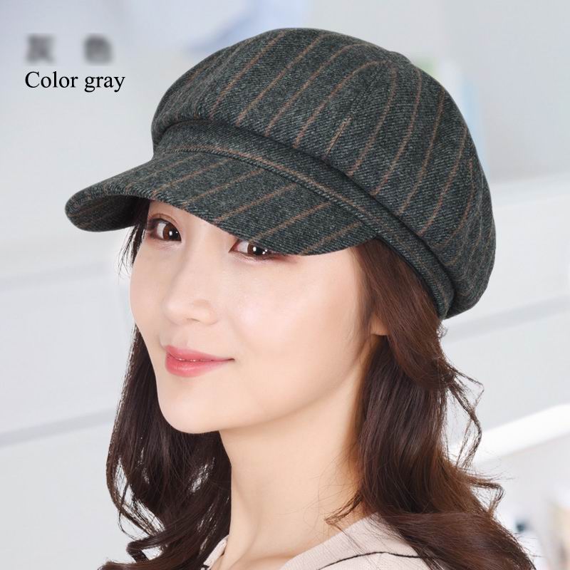 GBCNYIER Beret Female Wild Hat Female Autumn and Winter Caps Retro Version of The Woolen Student Round Face Octagonal Cap
