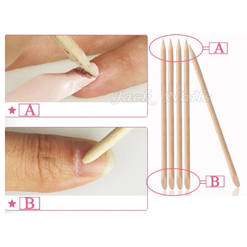 100pcs Nail Art Oranje Houten Stok, Professionele Manicure Pedicure Cuticle Pusher Remover, Rhinestone Nail Puntjes Apparatuur Tool