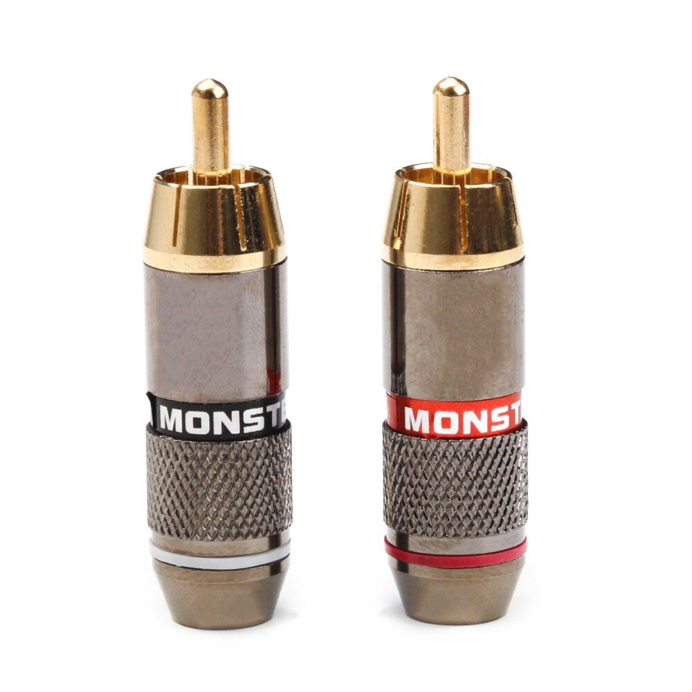 12Pcs Monster Banana Plug RCA Connector 6mm 24K Gold Plated Speaker Audio Adapter Wire Connector RCA Male Plug