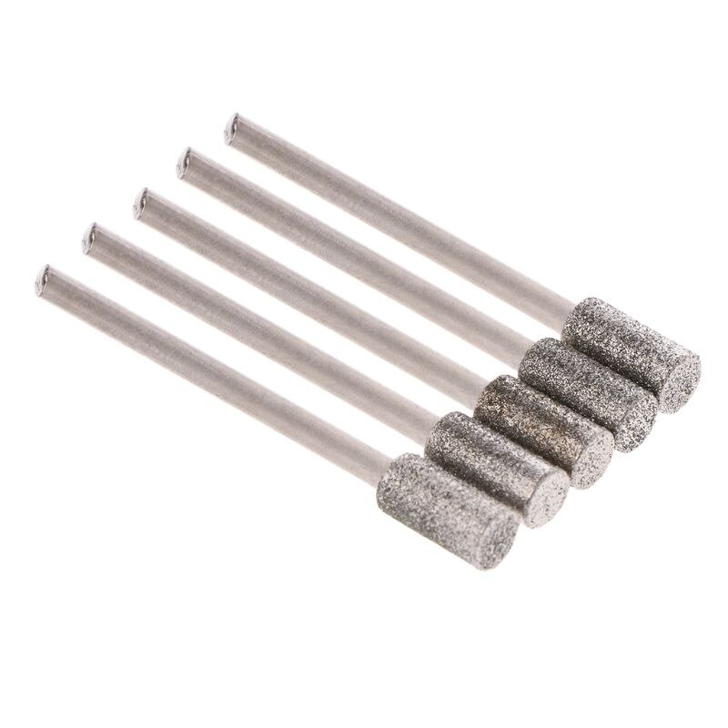 5PCS Diamond Coated Cylindrical Burr 5mm Chainsaw Sharpener Stone File Chain Saw Sharpening Carving Grinding Tools D0AC