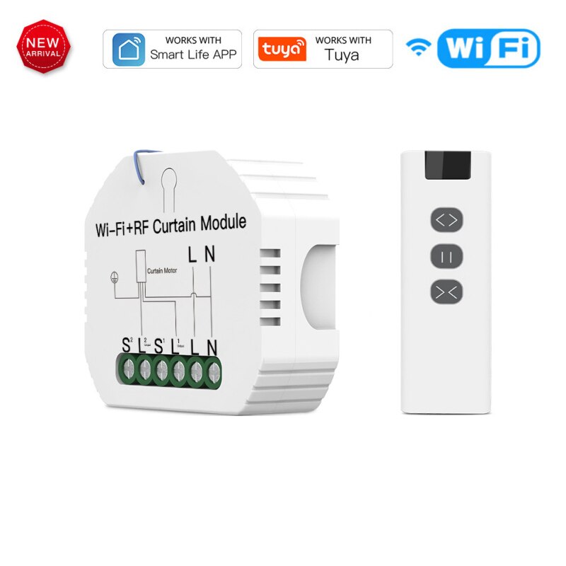 Módulo de interruptor de persiana enrollable RF433 con WiFi, interruptor de cortina con Control remoto, funciona con Google Home, Alexa y Control por voz, bricolaje, Tuya: SET 1