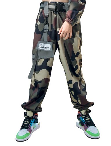 Hip-hop Dancing Clothes For Kids Children's Camouflage Suit Girls Practice Jazz Dance Costumes Street Dance Wear DN6758: Pants / 170