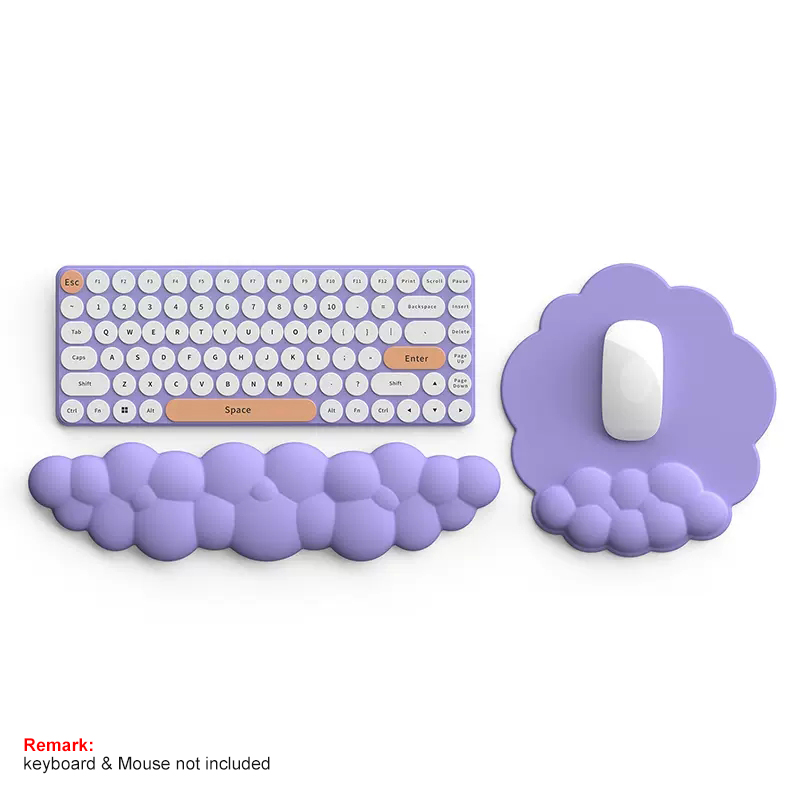 Black Cloud Set Poggiapolsi Per Tastiera A Forma Di Nuvola - Memory Foam Ergonomico 3 Pezzi