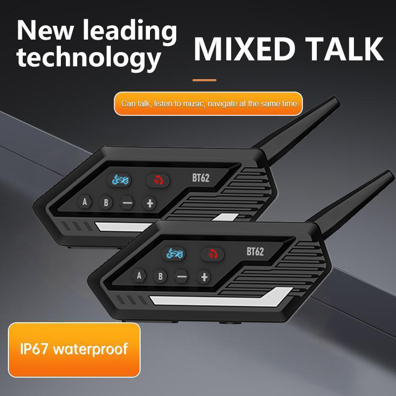 BT62 motocicleta Bluetooth casco auriculares intercomunicador 800M para moto 2 conductores 500mAh interfono inalámbrico impermeable