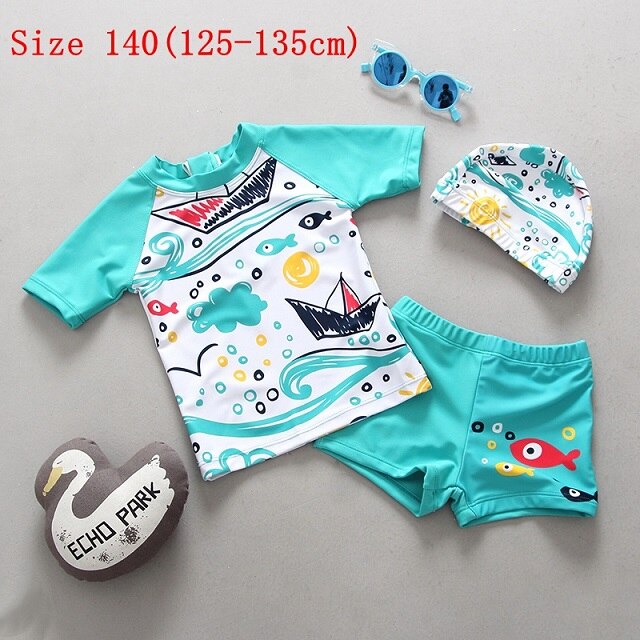 Badmode Kids Jongens Badpak Twee Stukken Rash Guards Zwemmen Zwembroek Zwemmen Slijtage Set Uv Zon Bescherming Kinderen Badpakken: Size 140(125-135cm)