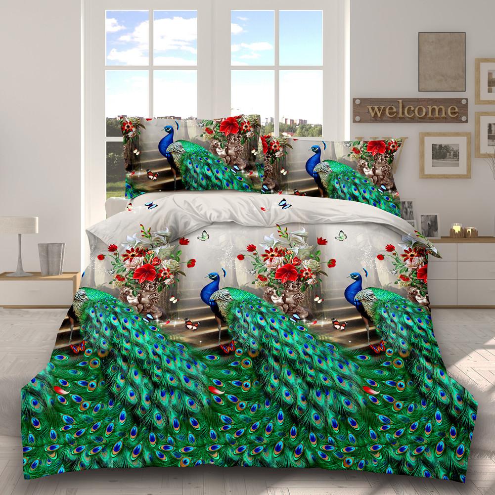 4 Stks/set 3D Gedrukt Stijlvolle Bed Set Laken Dekbedovertrek Kussenslopen Bruiloft Housewarming Decoratie: D