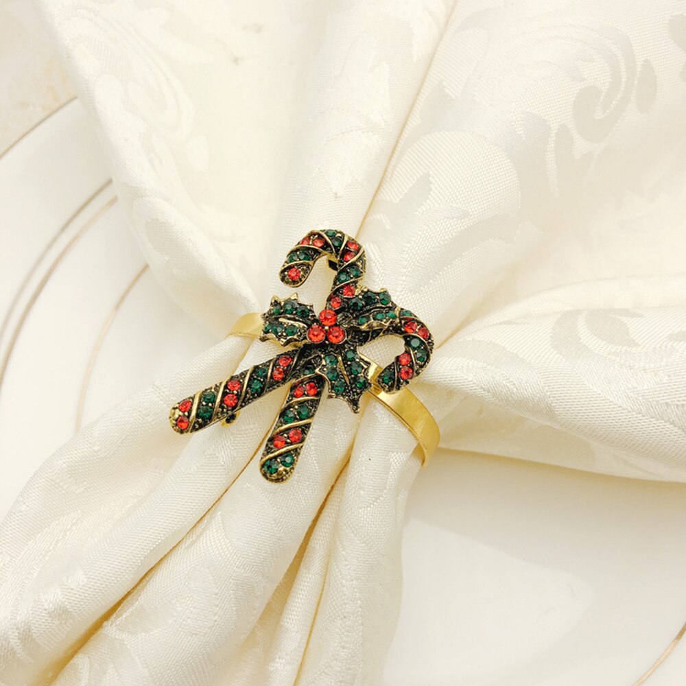 Metall Serviette Ringe Weihnachten Baum Elch Santa Glocke Kranz Halter Umarmt für Servietten Hochzeit Weihnachten Dekoration für Haus Tisch: 6