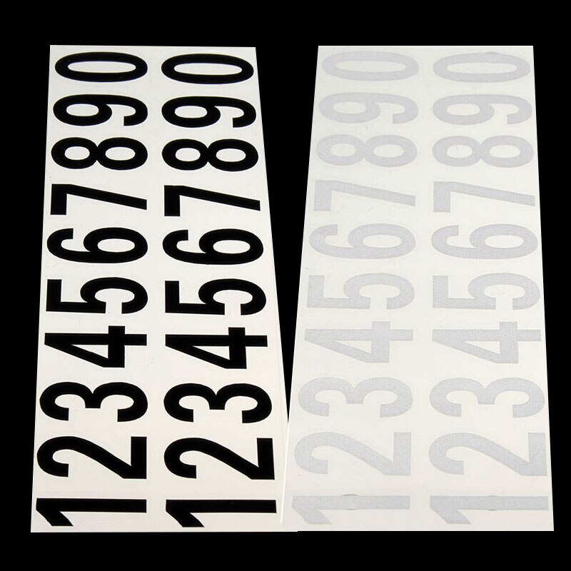 Números de números para coche o casa, 2 unidades, dirección de calle, buzón, puerta de habitación, calcomanía de vinilo, pegatinas reflectantes blancas y negras: 1 Black And 1 White